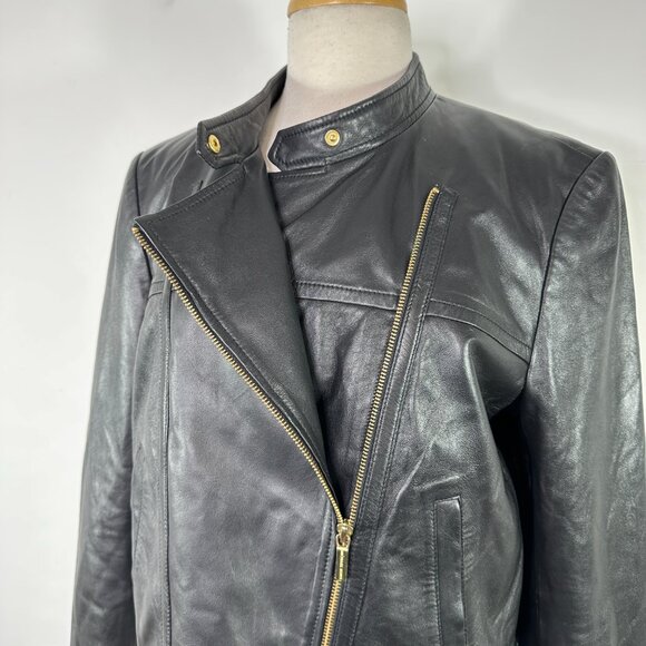 NWT Michael Kors Black Lamb Leather Moto Jacket Women's Size XL - Picture 7 of 16